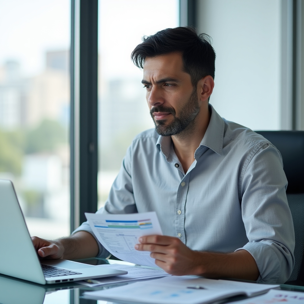 Professional reviewing savings account options and financial documents